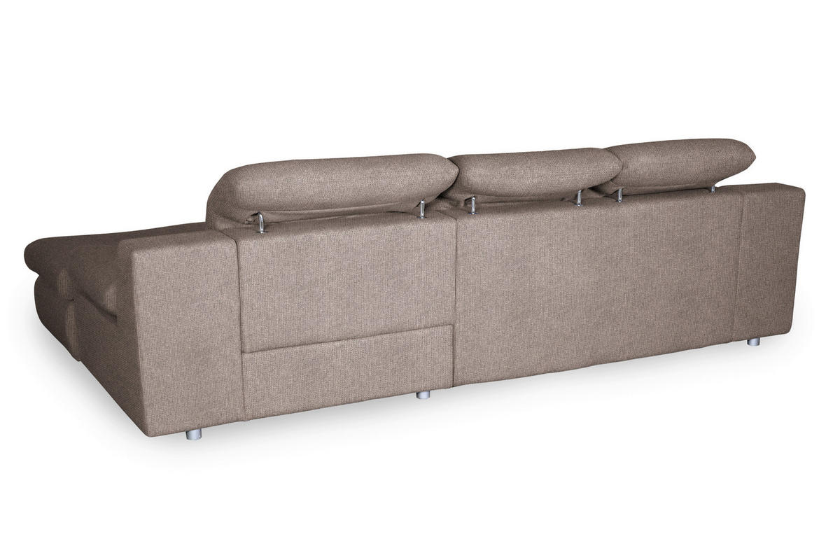 ECKSOFA in Chenille Taupe  - Taupe/Chromfarben, Design, Textil/Metall (286/165cm) - Livetastic