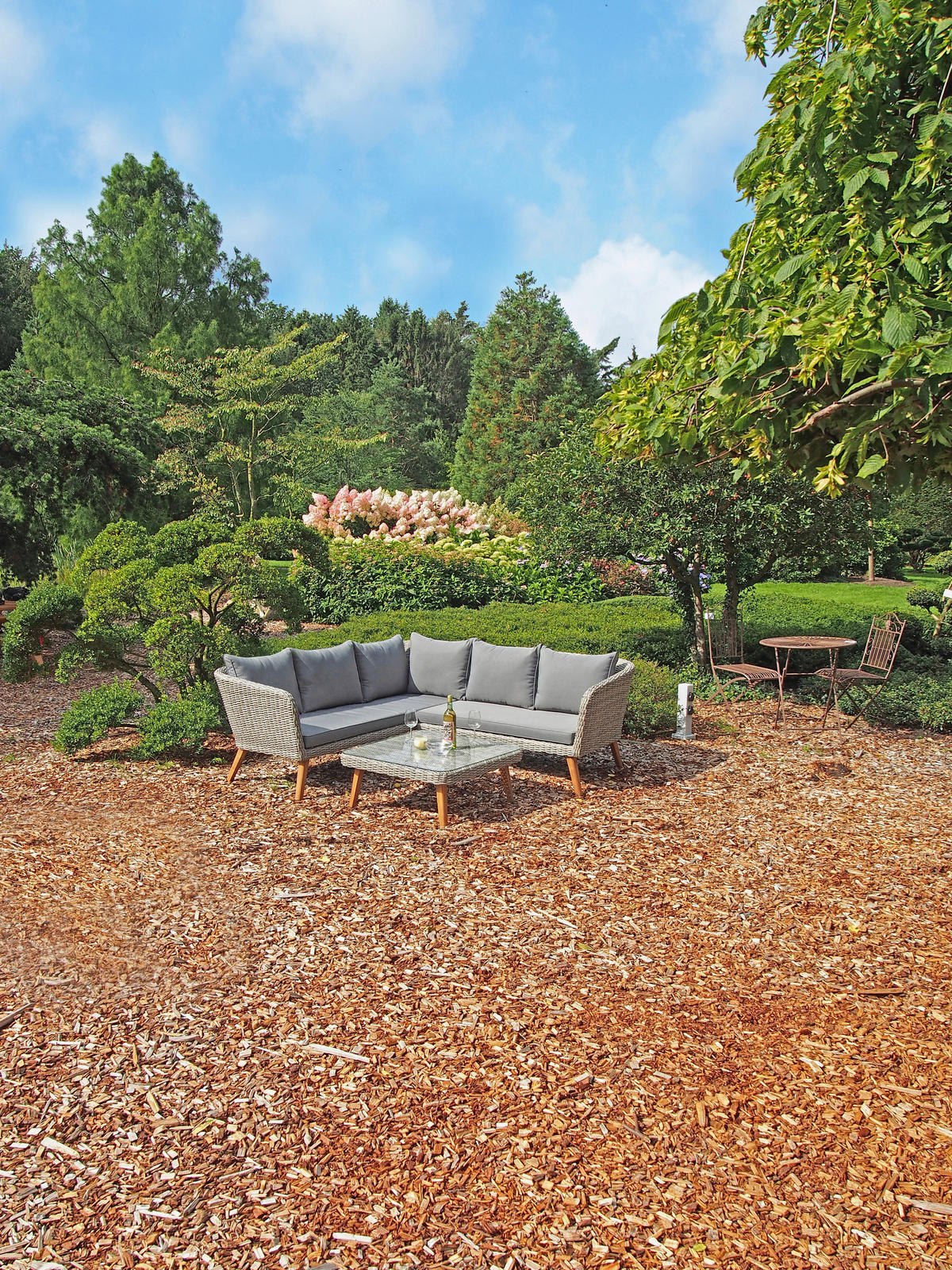 LOUNGEGARNITUR   180/75/294 cm Akazie Hartholz Aluminium  - Hellbraun/Dunkelgrau, Basics, Glas/Holz (180/75/294cm) - Gardenson