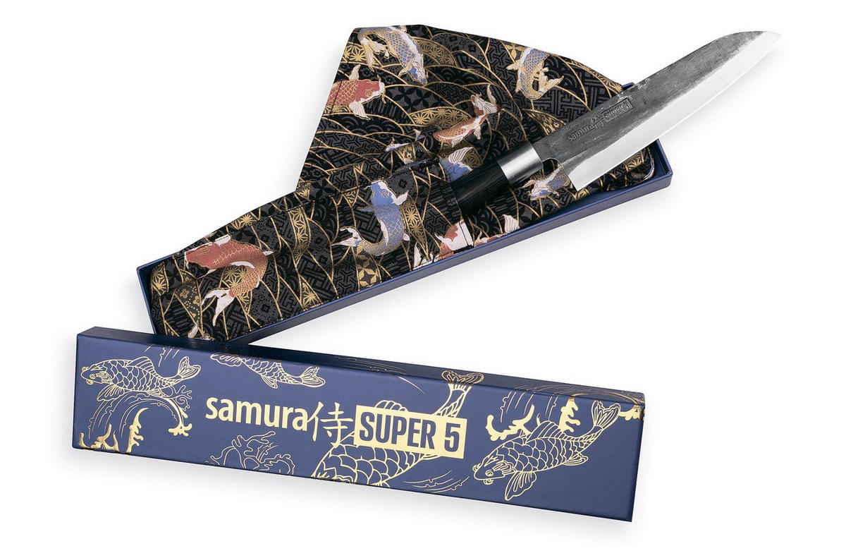NOŽ SANTOKU  SUPER 5        32,5 cm    jeklo - srebrne barve/črna, Basics, kovina/leseni material (32,5cm) - Samura