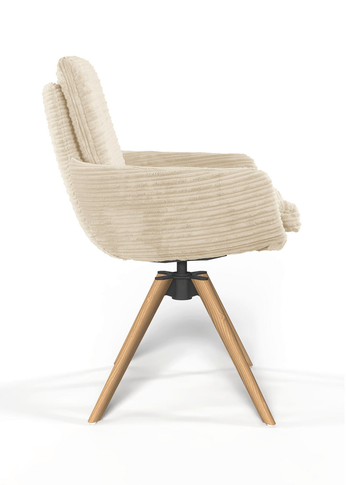 ARMLEHNSTUHL  Beinauswahl, Sitzfläche 360° drehbar, Stoff-/Lederauswahl gerippt  Beige  - Eichefarben/Beige, Design, Holz/Textil (60/91/62cm) - Valdera
