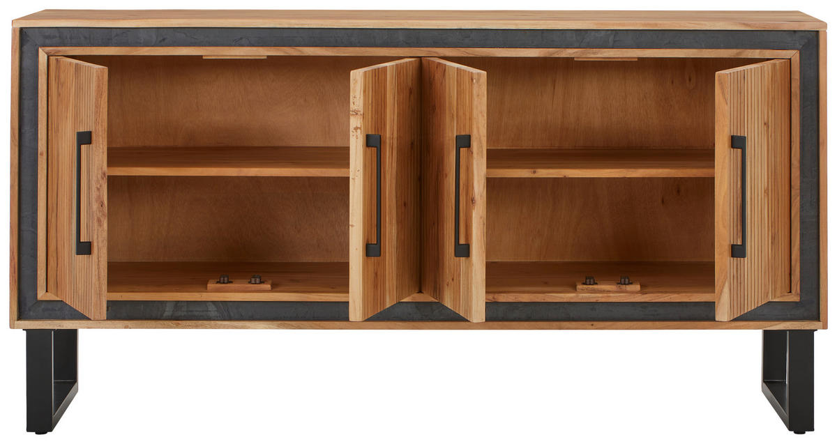 SIDEBOARD  160/80/40 cm  - Schwarz/Akaziefarben, Lifestyle, Holz/Stein (160/80/40cm) - MID.YOU