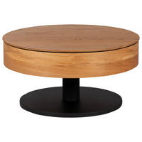COUCHTISCH Eiche furniert, massiv rund Schwarz, Eichefarben  - Eichefarben/Schwarz, Natur, Holz/Holzwerkstoff (78/78/41cm) - Waldwelt