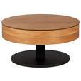 COUCHTISCH Eiche furniert, massiv rund Schwarz, Eichefarben  - Eichefarben/Schwarz, Natur, Holz/Holzwerkstoff (78/78/41cm) - Waldwelt