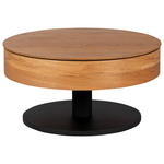 COUCHTISCH Eiche furniert, massiv rund Schwarz, Eichefarben  - Eichefarben/Schwarz, Natur, Holz/Holzwerkstoff (78/78/41cm) - Waldwelt
