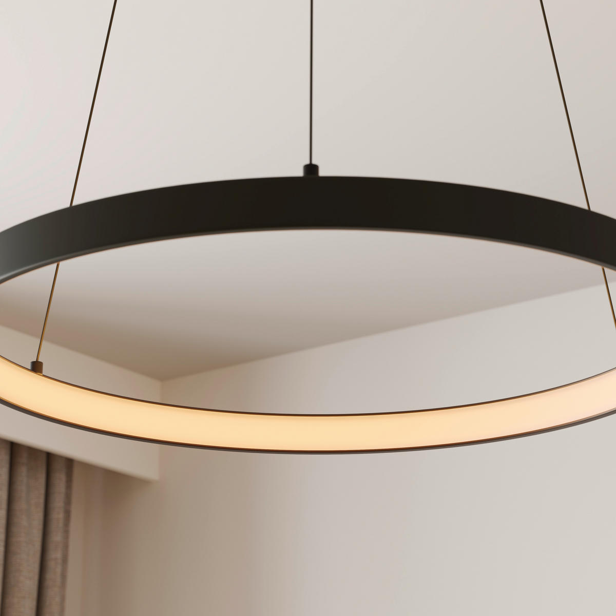 LED-HÄNGELEUCHTE Hoop 57/57/40-180 cm  - Schwarz, Design, Kunststoff/Metall (57/57/40-180cm) - Paul Neuhaus