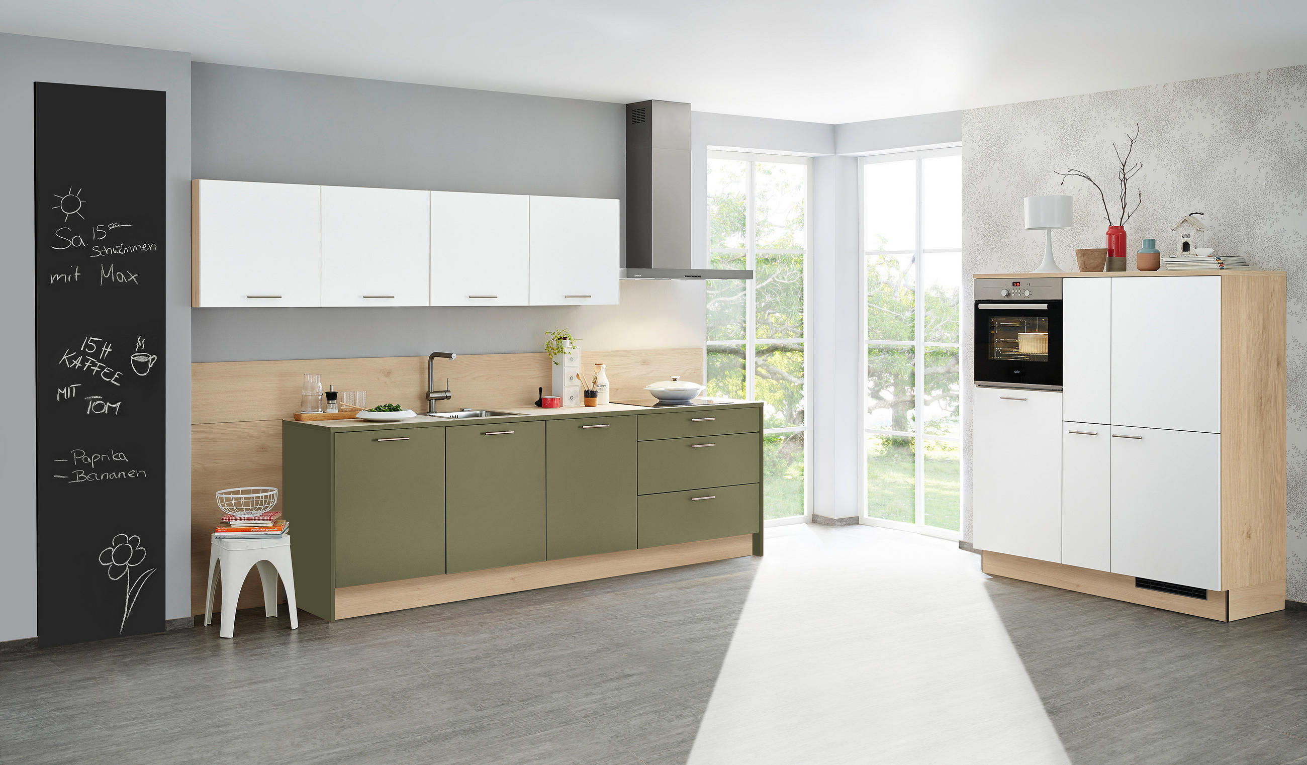 EINBAUKÜCHE   - Eichefarben/Magnolie, Design, Holzwerkstoff - Dieter Knoll