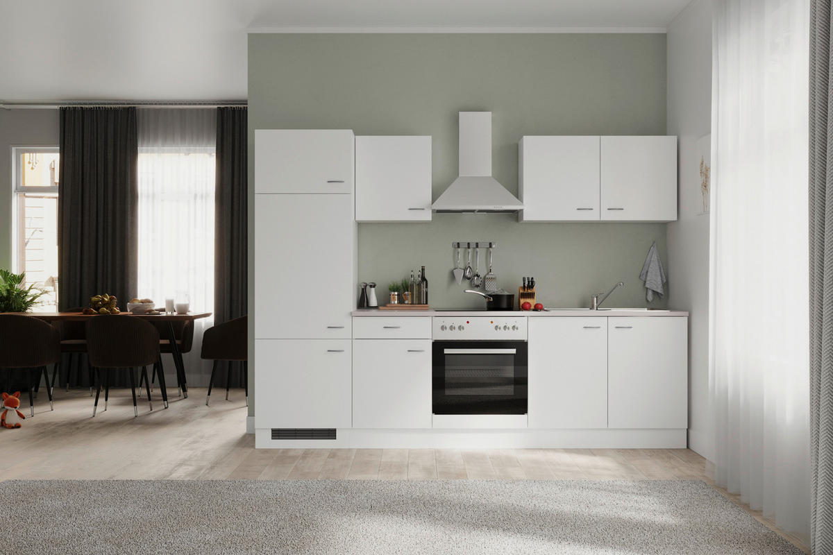 KUCHYŇSKÁ LINKA WITO 270 - bílá/světle šedá, Moderní, kompozitní dřevo/plast (270cm) - FlexWell