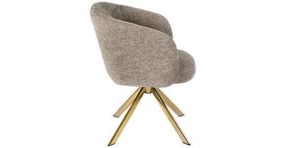 ARMLEHNSTUHL  Sitzfläche 360° drehbar Mikrofaser  Taupe, Goldfarben  - Taupe/Goldfarben, Design, Textil/Metall (61,5/82/61,5cm) - Hom`in