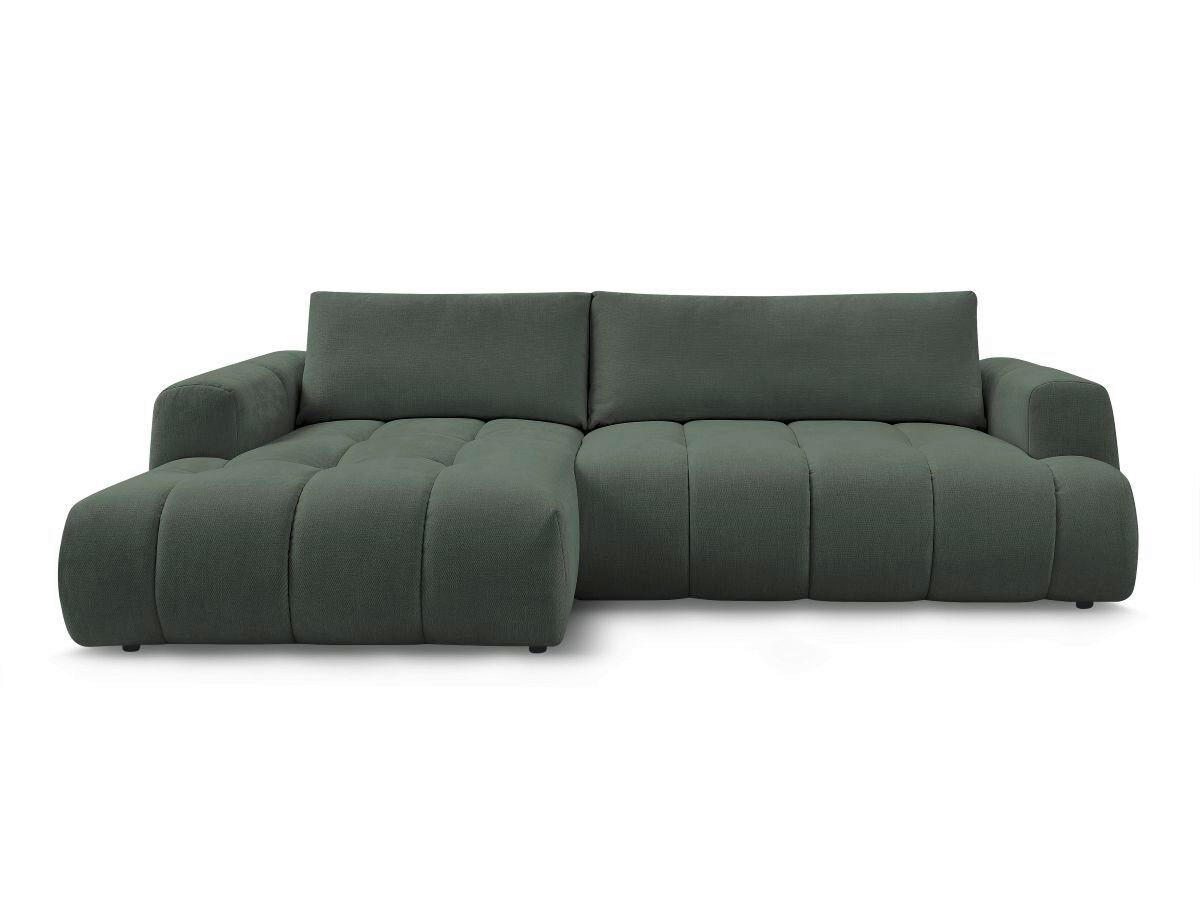 ECKSCHLAFSOFA FUJI Leinenoptik Grün  inkl.  - Schwarz/Grün, MODERN, Kunststoff/Textil (160/292cm)
