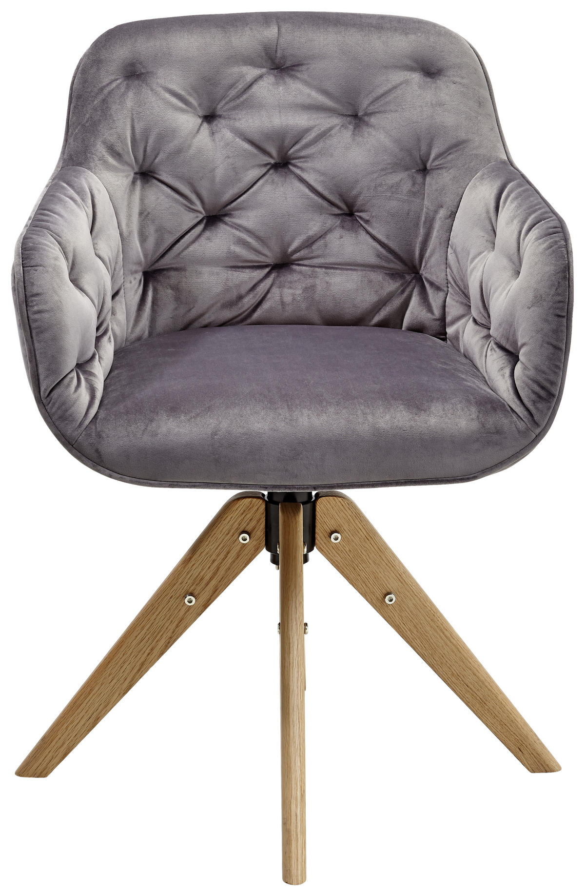 ARMLEHNSTUHL  in Eisen Velours  - Eichefarben/Grau, Trend, Holz/Textil (56/80/58cm) - Landscape