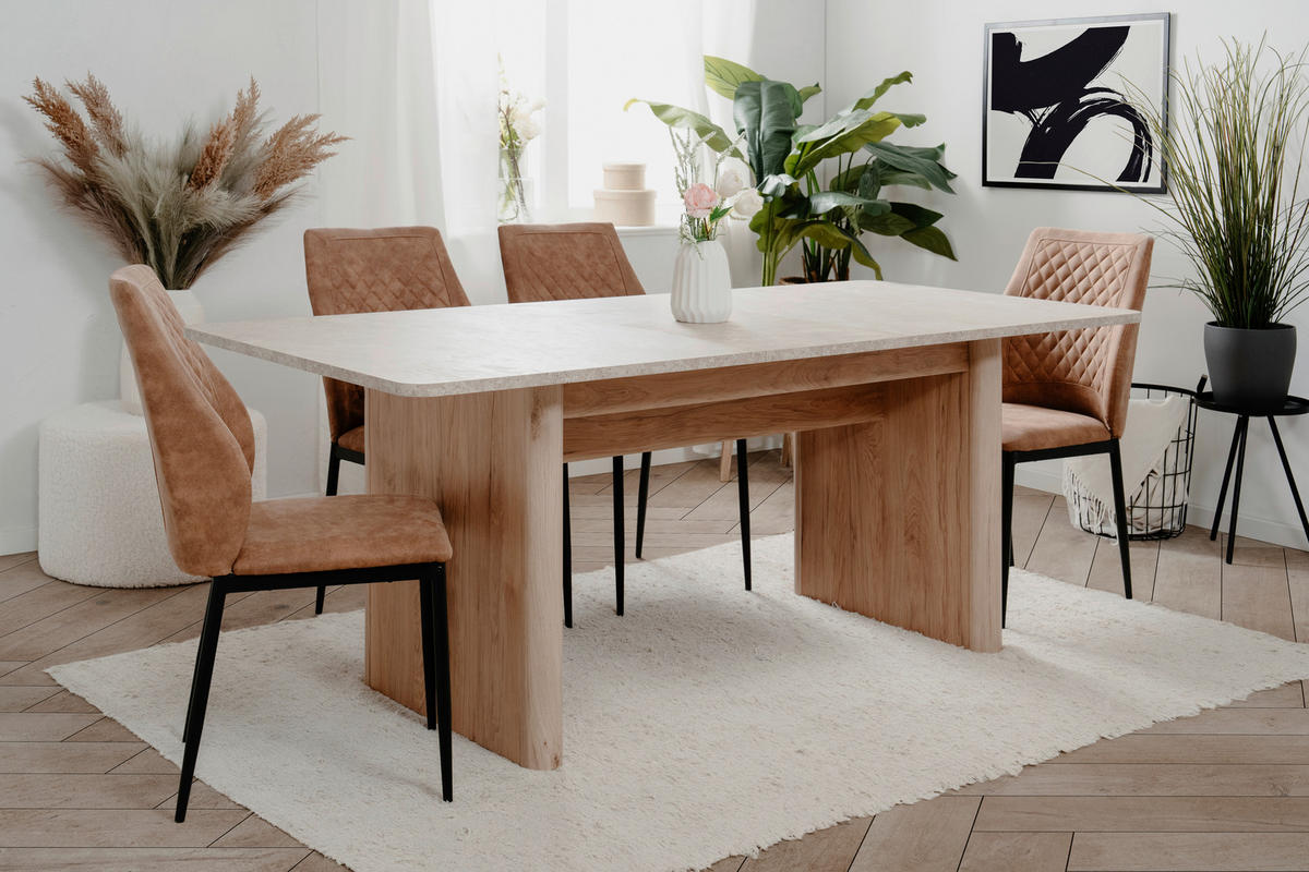 ESSTISCH in Holzwerkstoff 160-200/90/75 cm  - Sandfarben/Braun, Modern, Holzwerkstoff (160-200/90/75cm) - Livetastic