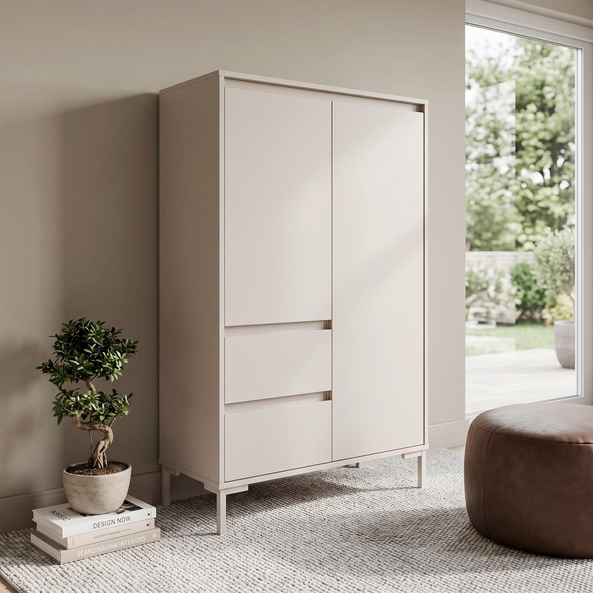 HIGHBOARD Korsika 81/139/40 cm 2 Schublade(n)  - Kaschmir, Design, Holzwerkstoff/Metall (81/139/40cm) - MID.YOU