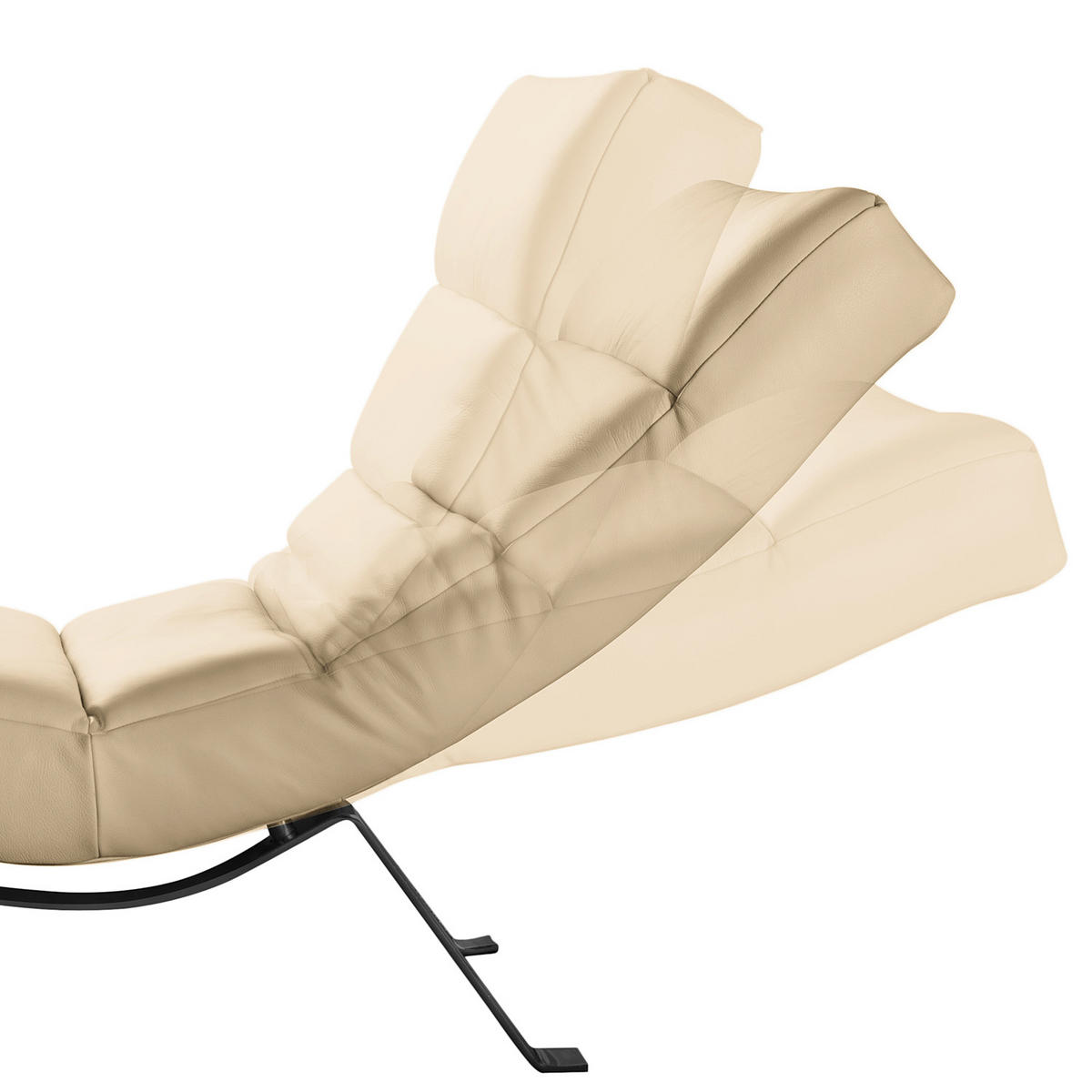 RELAXLIEGE Echtleder Beige  - Beige/Schwarz, Design, Leder/Metall (65/65-95/171cm) - Livetastic