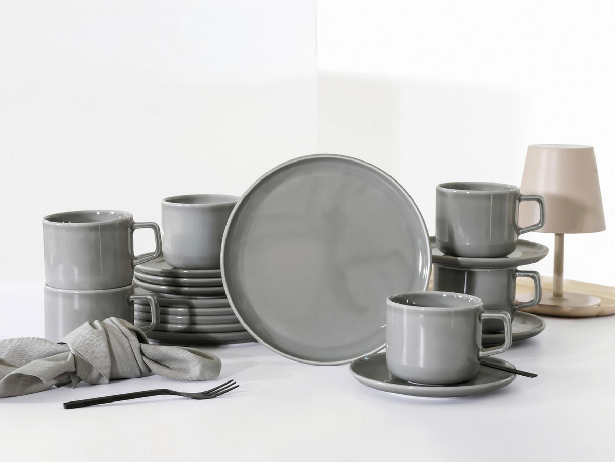 KAFFEESERVICE 18-teilig  - Grau, Basics, Keramik - Creatable