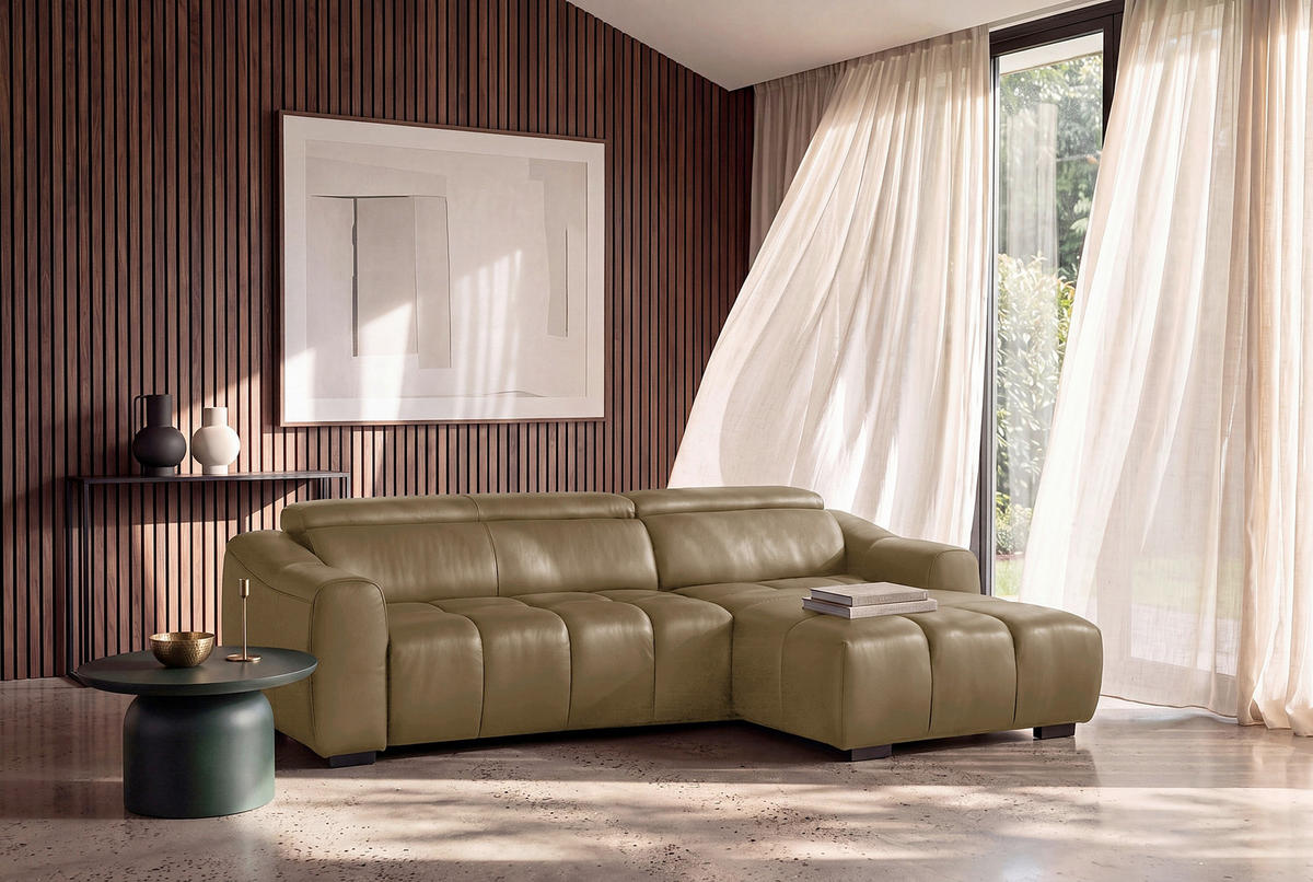 ECKSOFA  Echtleder Mokka  - Schwarz/Mokka, Design, Leder/Kunststoff (274/177cm) - Livetastic