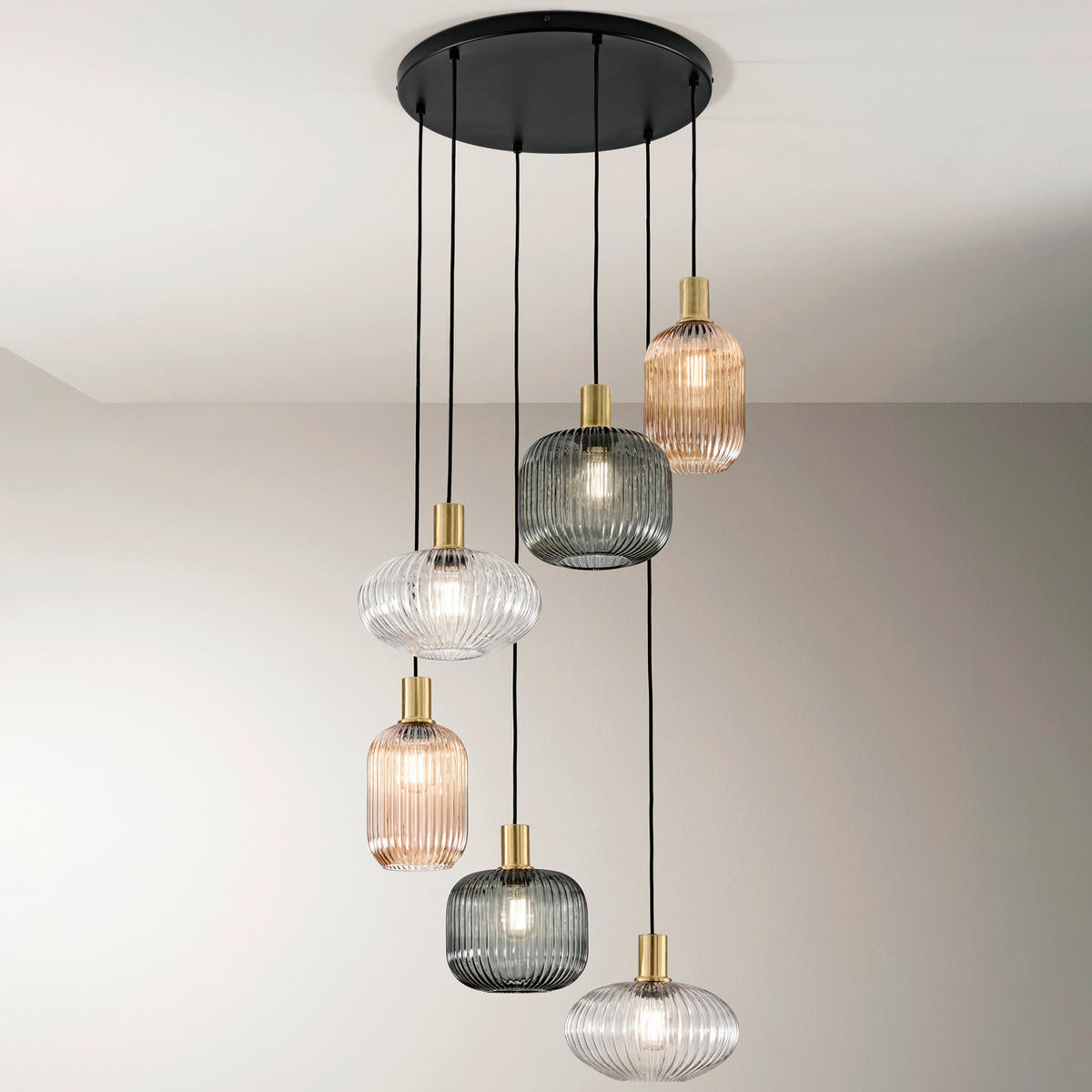 HÄNGELEUCHTE 45/220 cm  - Dunkelgrau/Transparent, Trend, Glas/Metall (45/220cm)