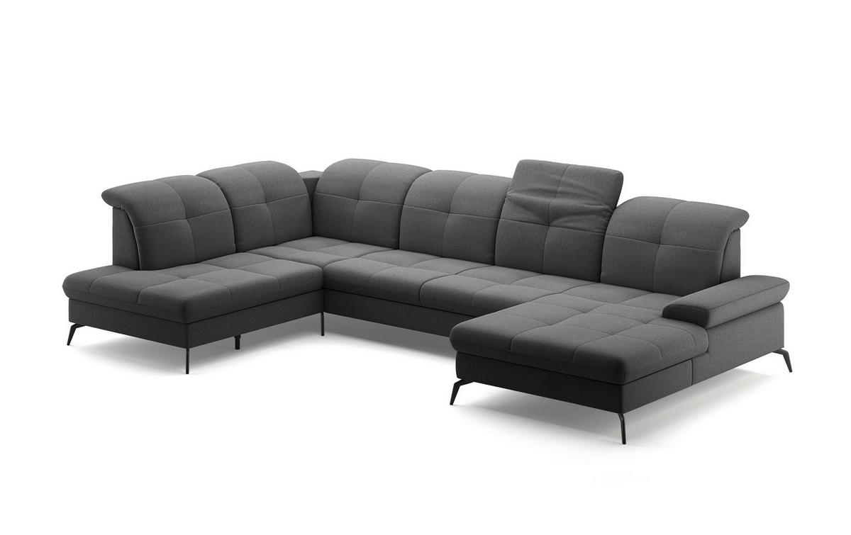 WOHNLANDSCHAFT in Flachgewebe Dunkelgrau  - Dunkelgrau/Schwarz, Konventionell, Textil/Metall (231/357/185cm) - Sit & More