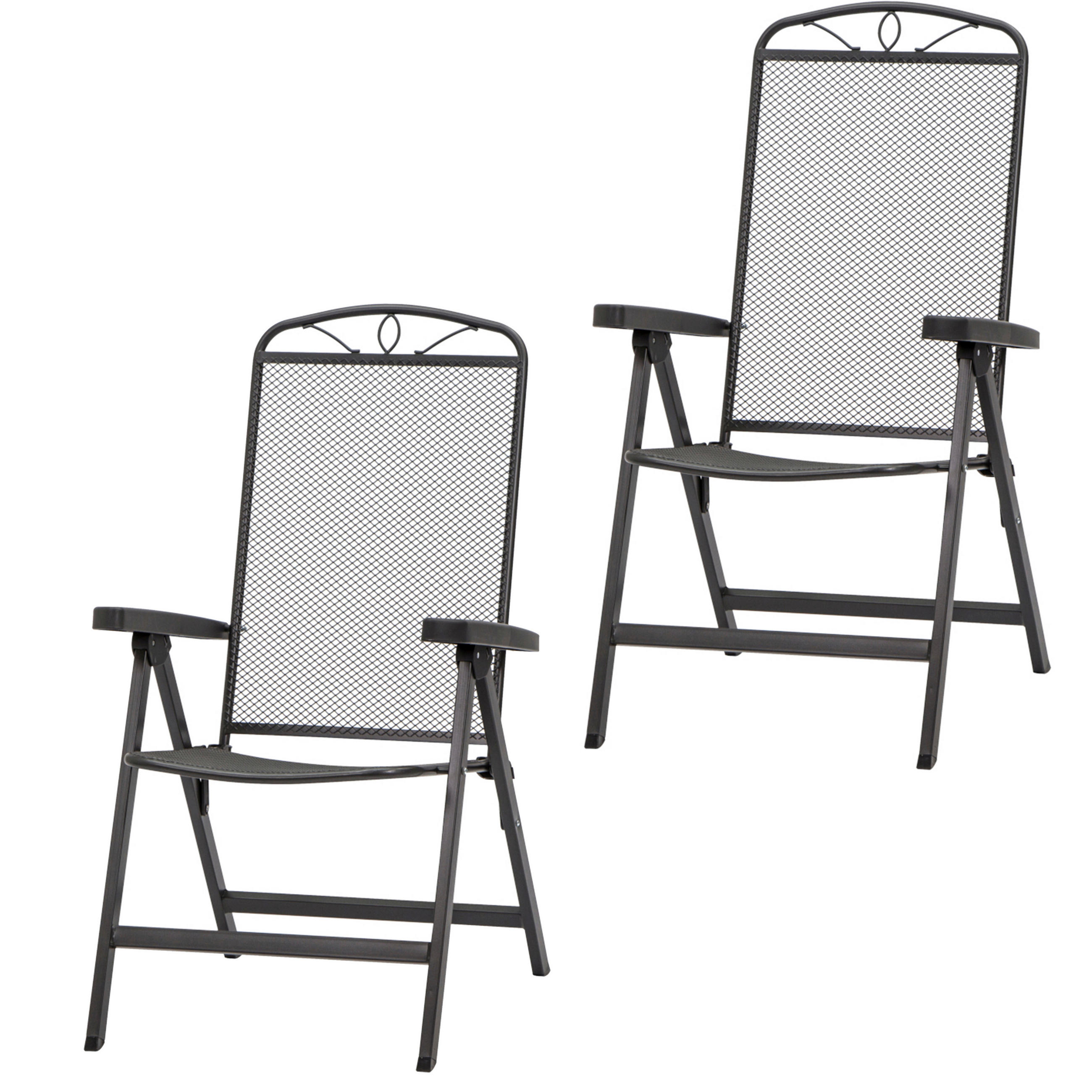 GARTENKLAPPSESSEL-SET in Metall Anthrazit  - Anthrazit, Basics, Metall (65/103/60cm) - Siena Garden