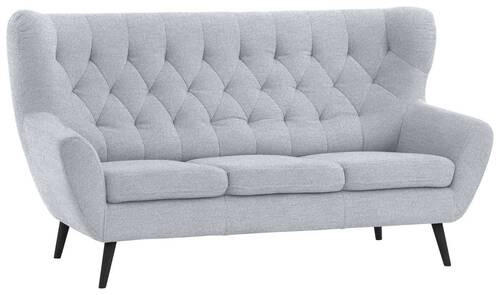 3-SITZER-SOFA in Webstoff Hellgrau  - Hellgrau/Schwarz, Design, Holz/Textil (187/101/95cm) - Stylife
