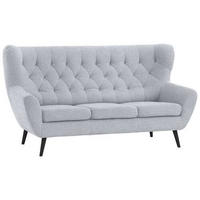 3-SITZER-SOFA in Webstoff Hellgrau  - Hellgrau/Schwarz, Design, Holz/Textil (187/101/95cm) - Stylife