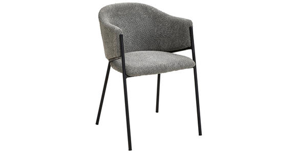 ARMLEHNSTUHL in Eisen Bouclé - Schwarz/Grau, Design, Textil/Metall (53/78/61cm) - Hom`in
