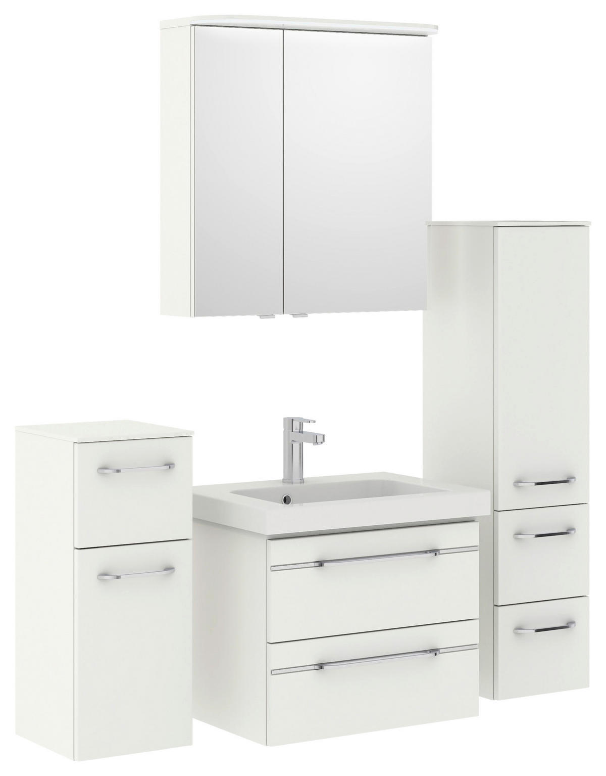 BADEZIMMER 5-teilig  in 148 cm  - Chromfarben/Weiß Hochglanz, KONVENTIONELL, Glas/Keramik (148cm) - Pelipal