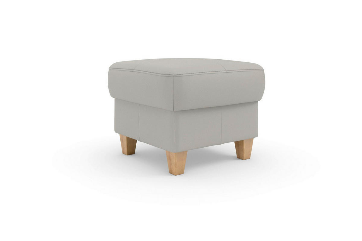 TABURETKA, koža, 58/48/58 cm - farba duba/svetlosivá, Basics, koža/drevo (58/48/58cm) - Sit & More