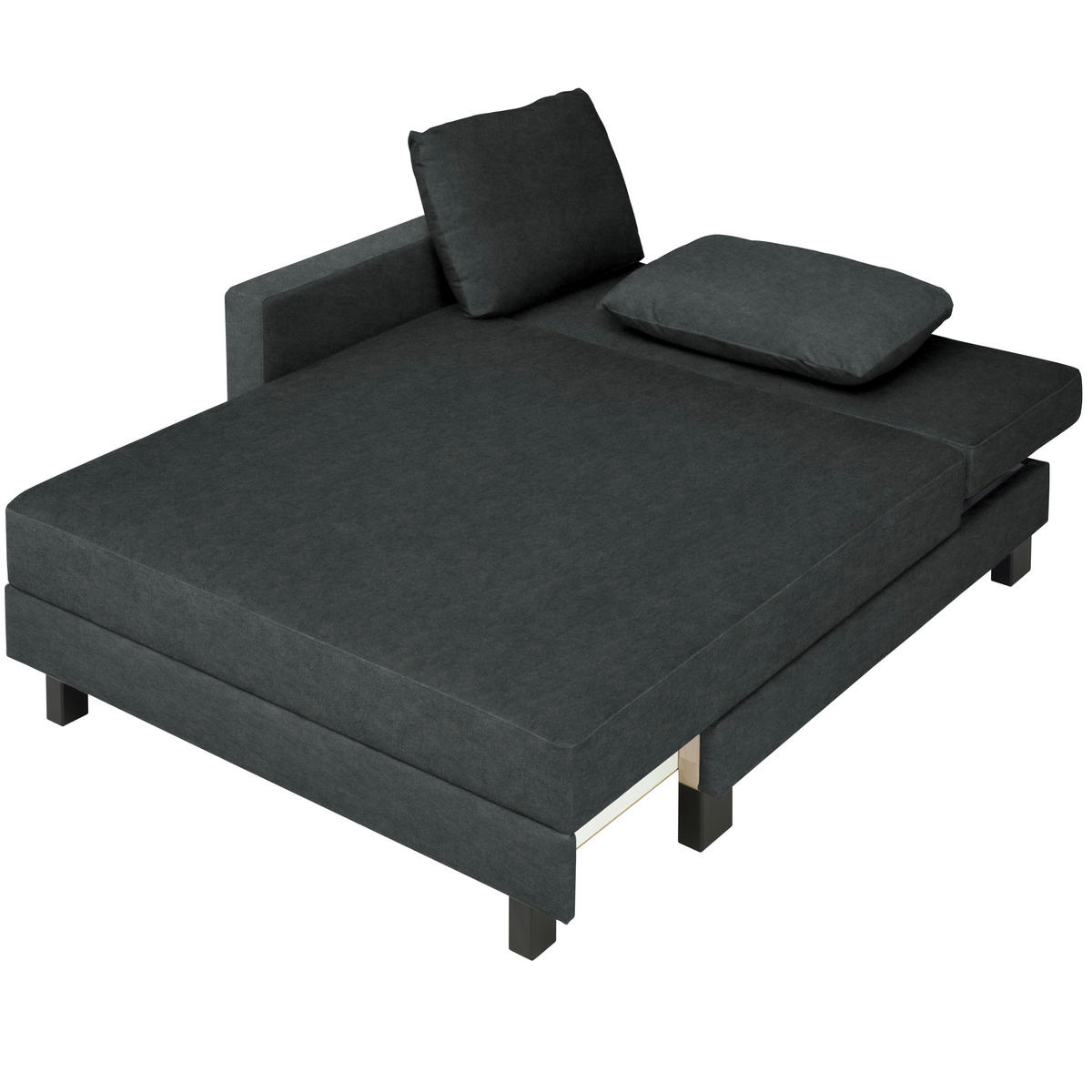 LIEGE  in Velours Anthrazit  - Eiche dunkel/Anthrazit, MODERN, Holz/Textil (137/72/155cm) - Joka