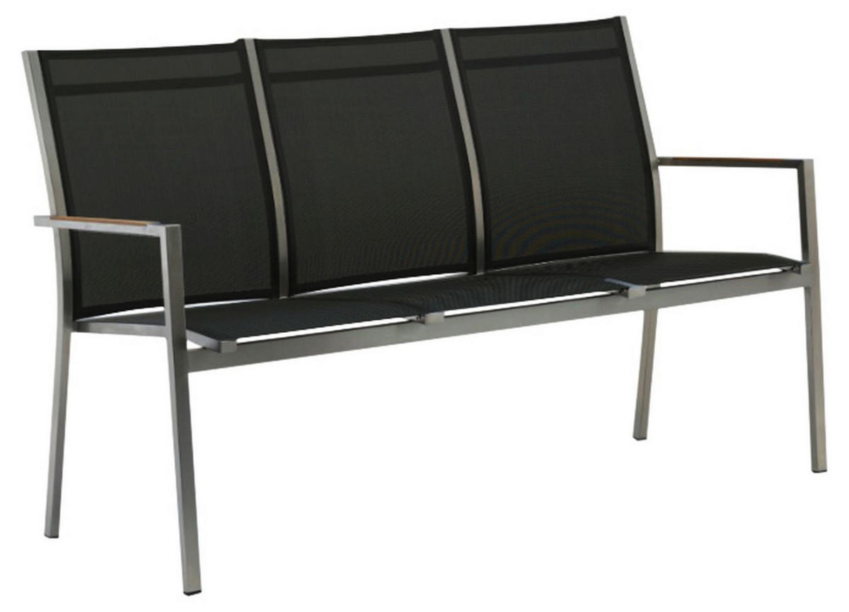 GARTENBANK 157/92/63 cm Teakholz  Edelstahl  - Edelstahlfarben/Dunkelgrau, Design, Holz/Textil (157/92/63cm) - Zebra 