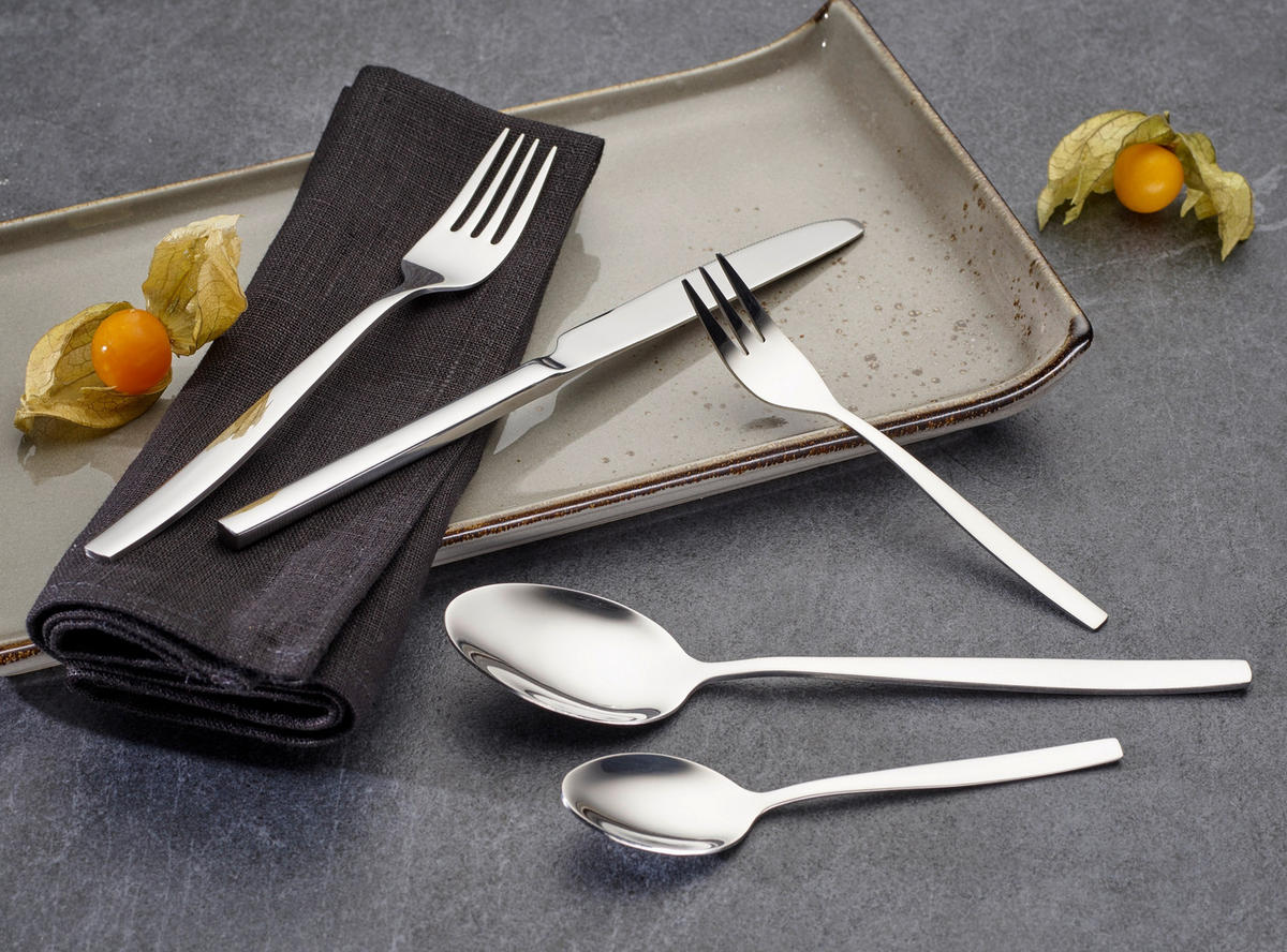 BESTECKSET Tavira 30-teilig Edelstahl  - Silberfarben, Basics, Metall (1,22kg) - Echtwerk