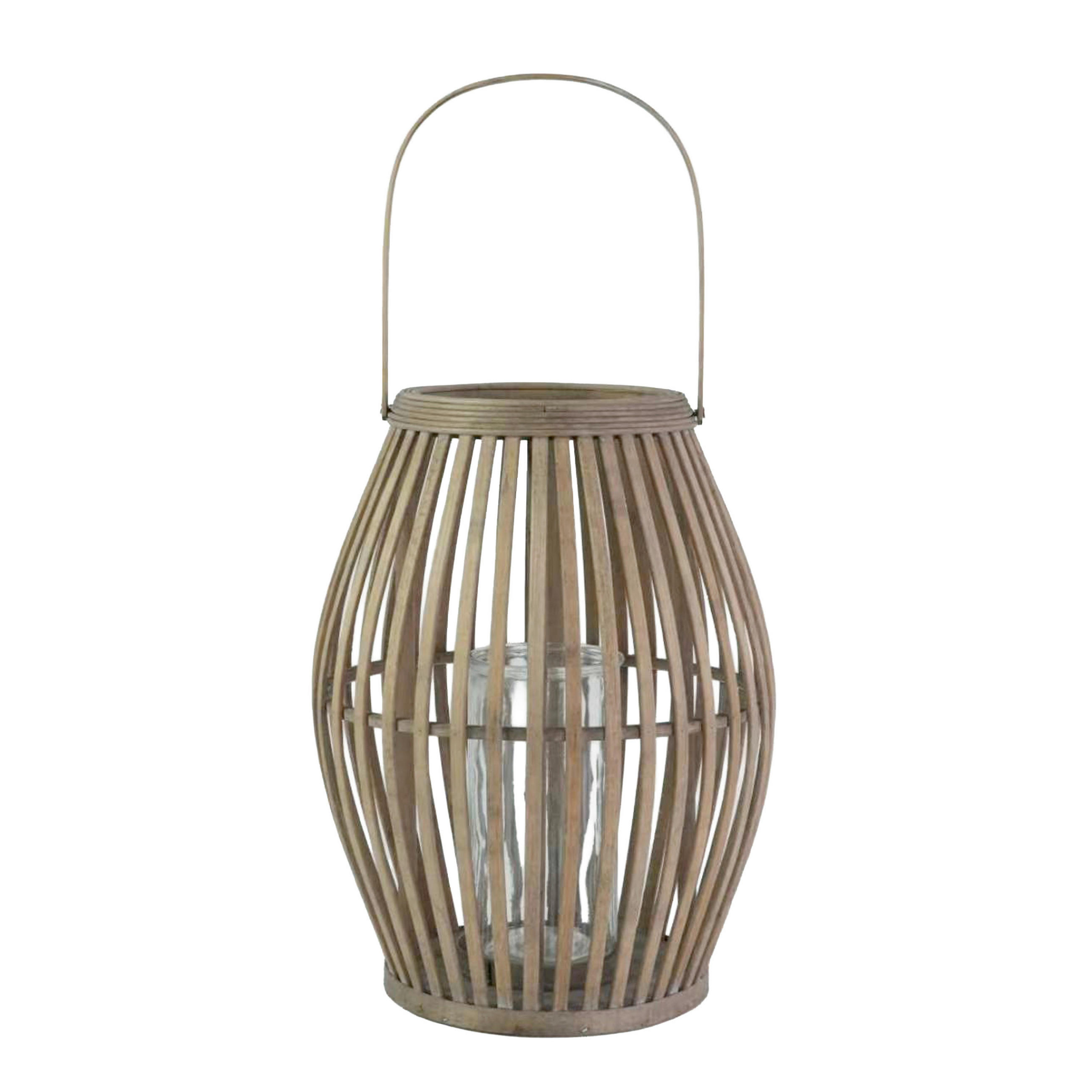 LATERNE - Klar/Braun, Trend, Glas/Holz (29/39,5cm) - Ambia Home