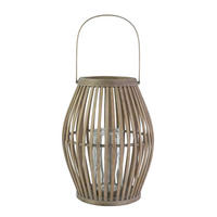 LATERNE - Klar/Braun, Trend, Glas/Holz (29/39,5cm) - Ambia Home
