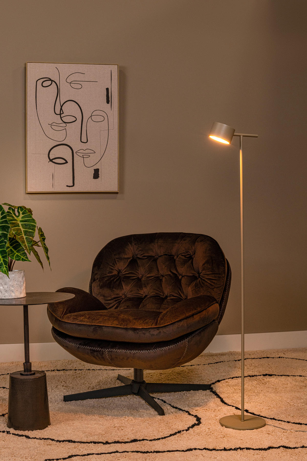 STEHLEUCHTE 20/26/130 cm    - Braun, Design, Metall (20/26/130cm) - Lucide
