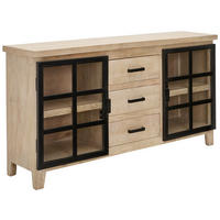 SIDEBOARD 160/85/40 cm Naturfarben, Schwarz  - Schwarz/Naturfarben, Natur, Glas/Holz (160/85/40cm) - Livetastic