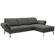 ECKSOFA  in Flachgewebe Dunkelgrau  255-365/175-224 cm  - Dunkelgrau/Schwarz, Design, Textil/Metall (255-365/175-224cm) - Dieter Knoll