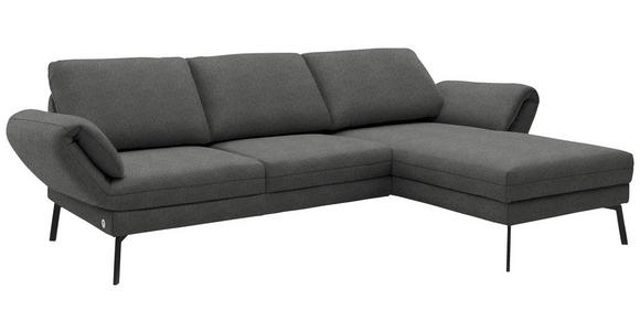 ECKSOFA  in Flachgewebe Dunkelgrau  255-365/175-224 cm  - Dunkelgrau/Schwarz, Design, Textil/Metall (255-365/175-224cm) - Dieter Knoll