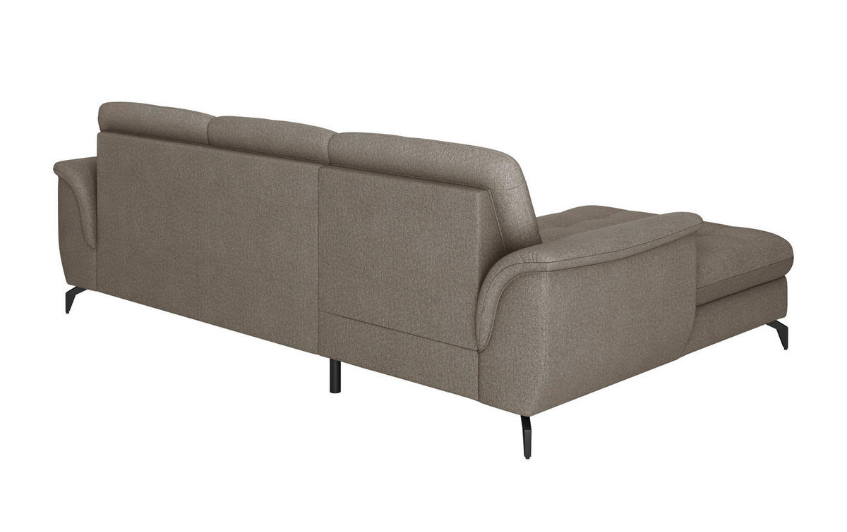ECKSOFA ZORA E Schlammfarben Flachgewebe  - Schlammfarben/Schwarz, MODERN, Textil/Metall (164/262cm) - Sit & More