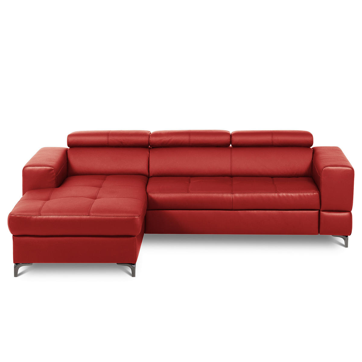 ECKSOFA  in Lederlook Echtleder Rot  - Rot/Schwarz, Design, Leder/Textil (173/247cm) - Livetastic
