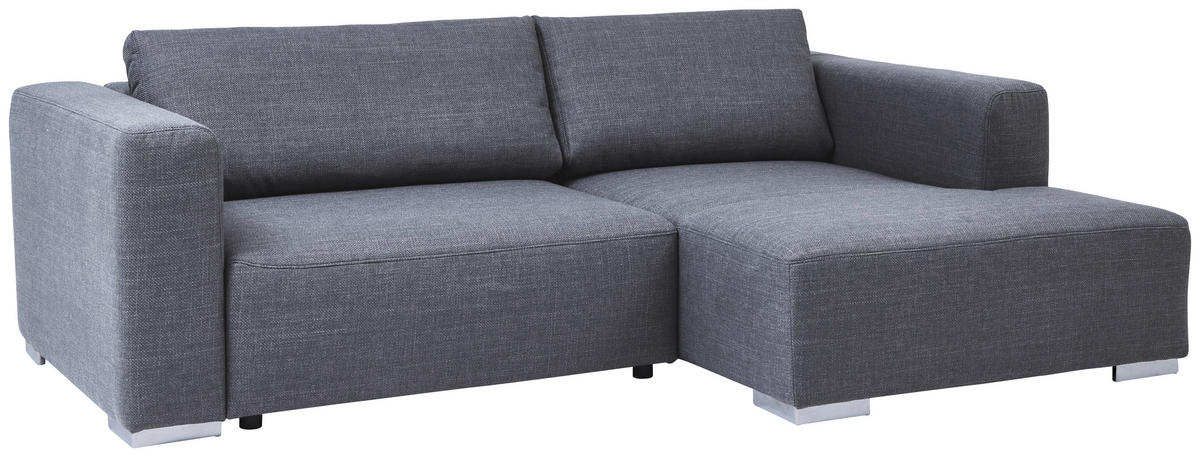 ECKSOFA inkl. Funktion Heaven Dunkelgrau Flachgewebe  - Chromfarben/Dunkelgrau, KONVENTIONELL, Textil/Metall (242/162cm) - Tom Tailor