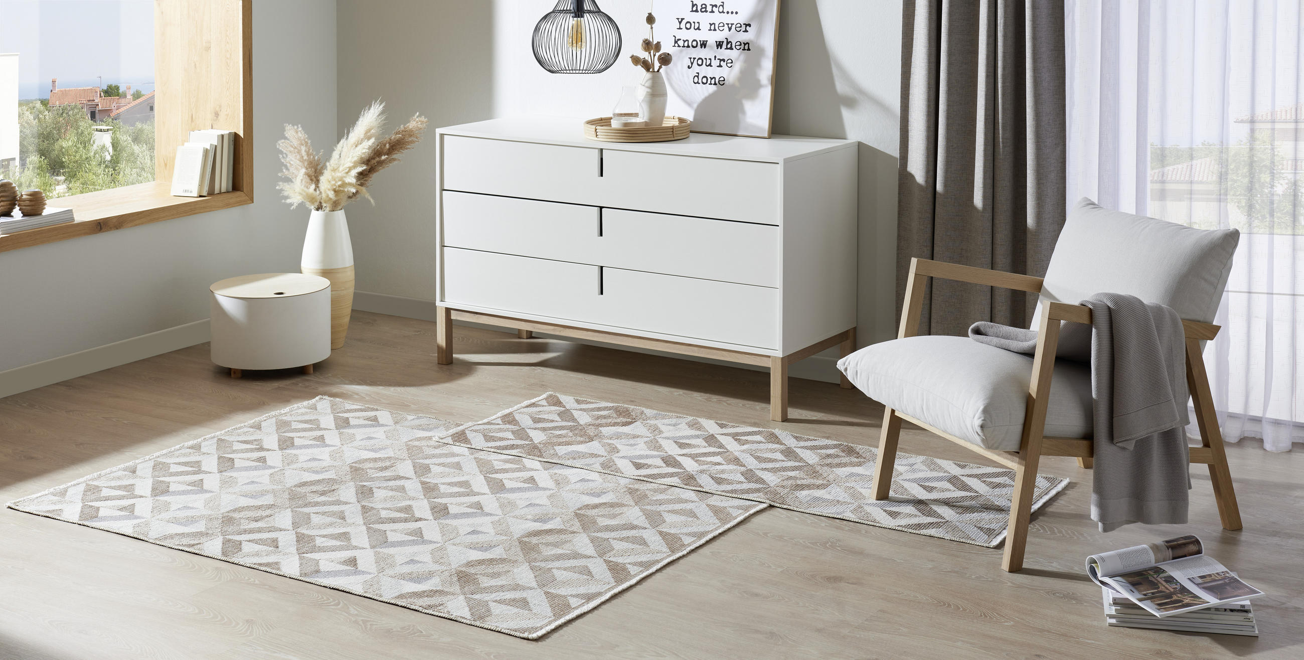 KOBEREC TKANÝ NA PLOCHO, 80/150 cm, šedá, béžová - šedá/béžová, Lifestyle, textil (80/150cm) - Novel