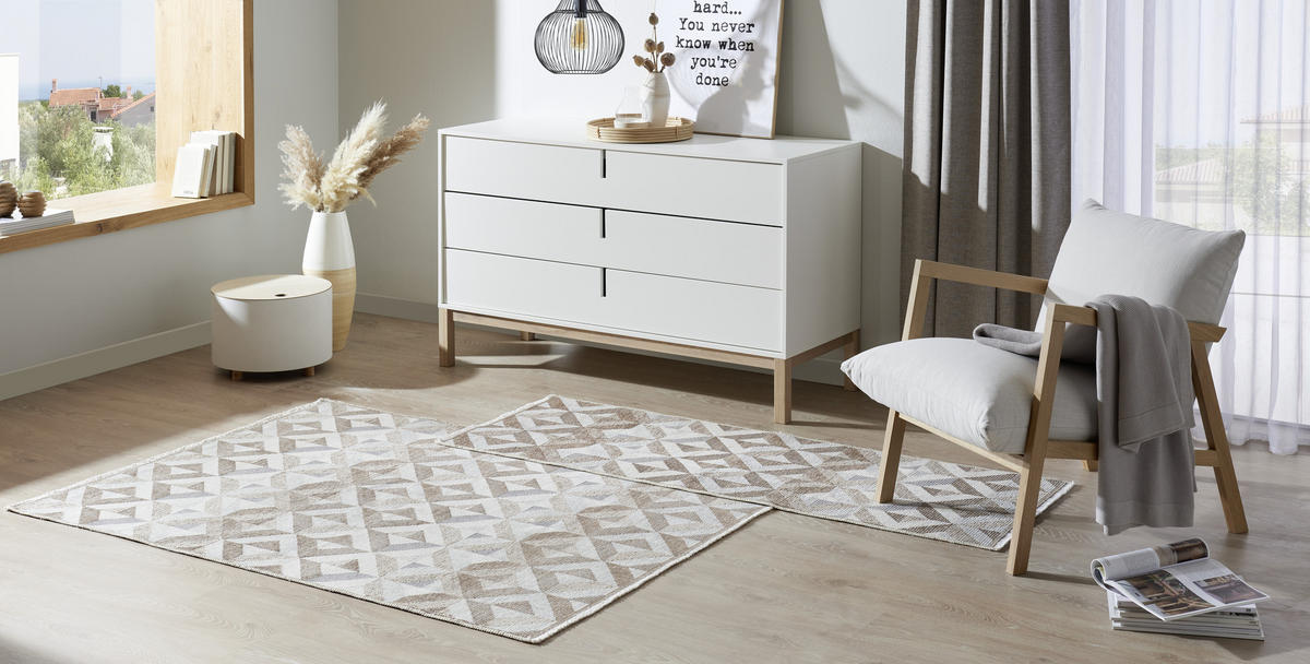 SÍKSZÖVÖTT SZŐNYEG  Olivia  - bézs/szürke, Lifestyle, textil (80/150cm) - Novel