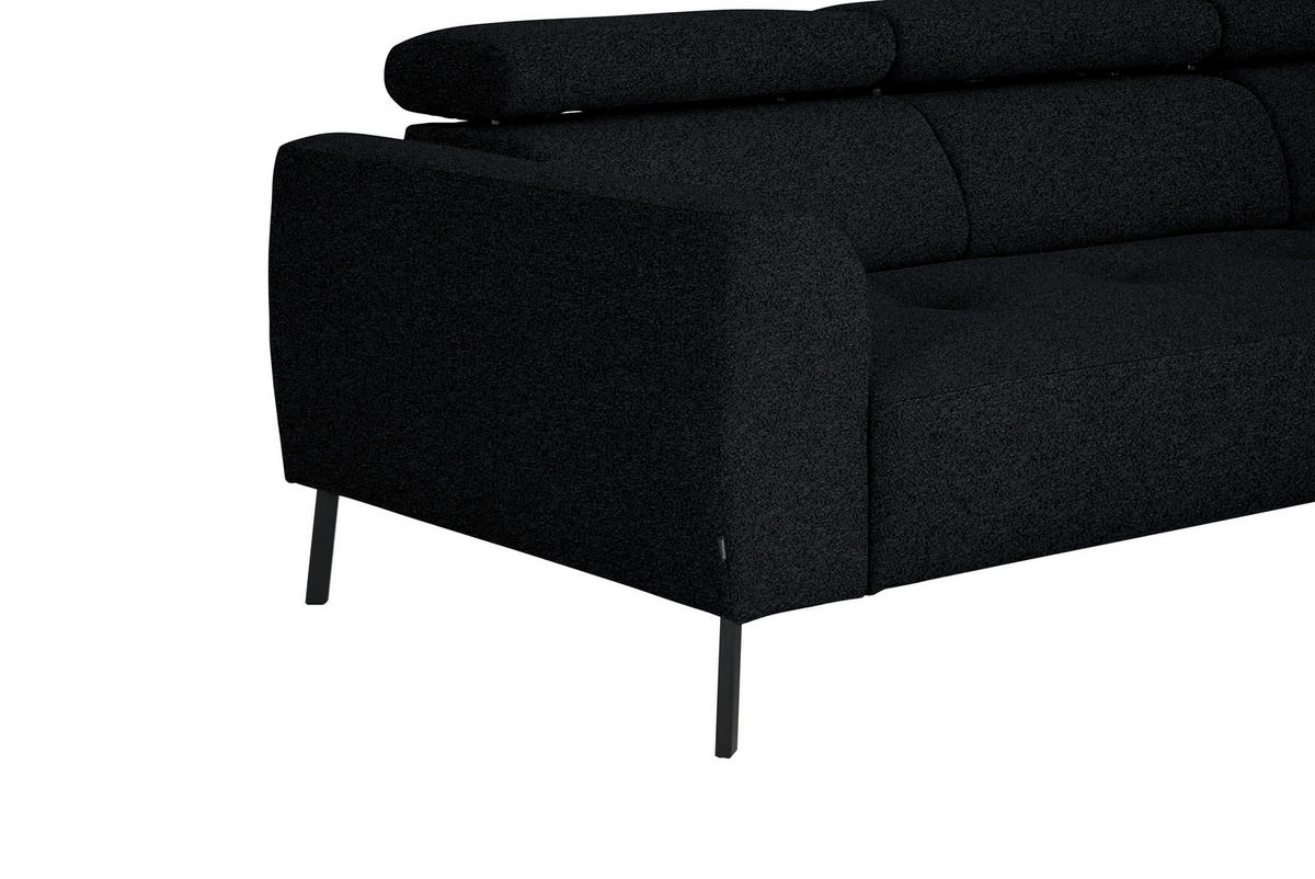 ECKSOFA in Chenille Anthrazit  280/205 cm  - Anthrazit/Schwarz, Design, Textil/Metall (280/205cm) - Xora