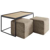 COUCHTISCHSET in Holz, Textil 100/60/39 cm  - Eichefarben/Schwarz, Design, Holz/Textil (100/60/39cm) - Novel