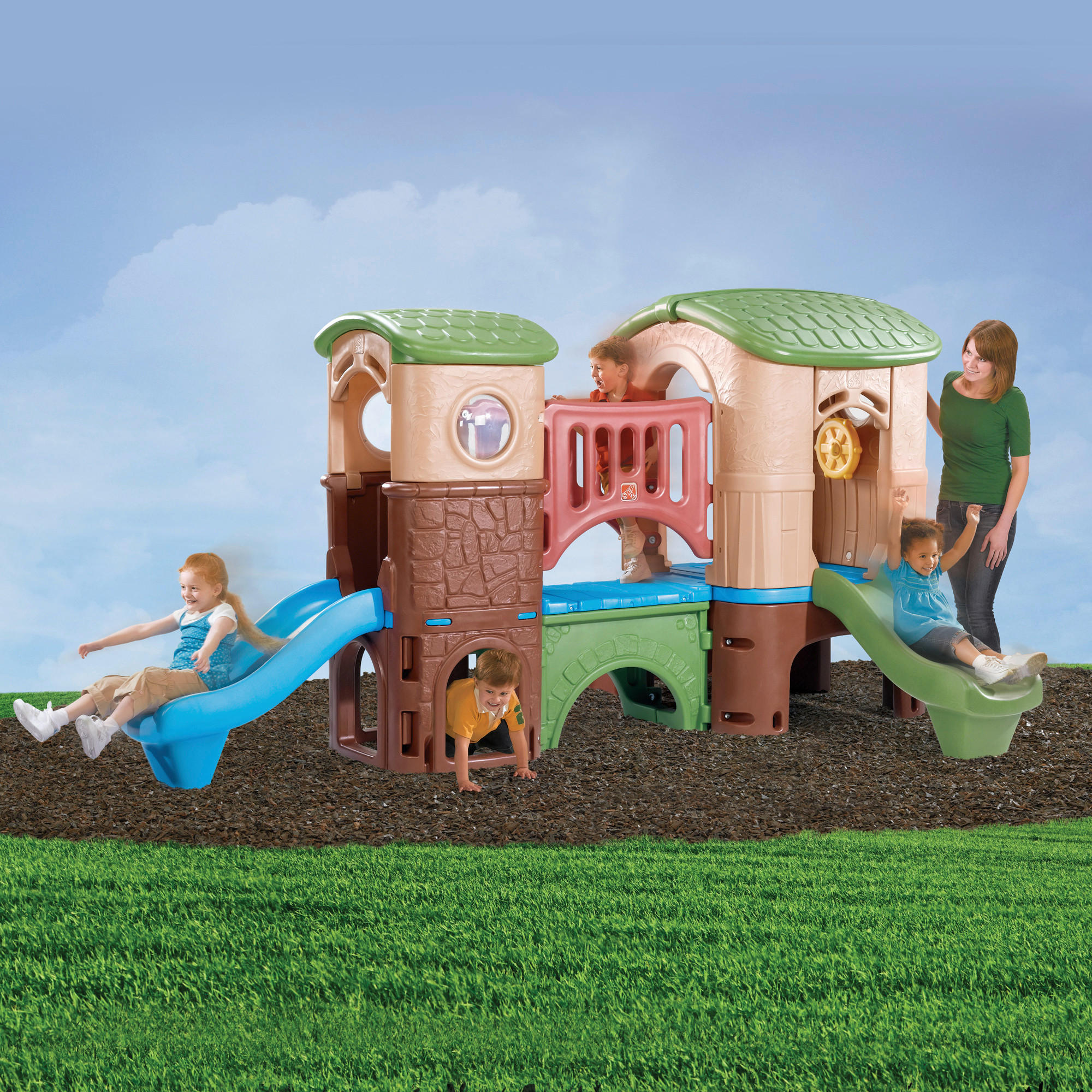 Spielturm Clubhouse Climber  - Blau/Grün, Basics, Kunststoff (348/177,8/232,4cm) - Ambia Garden