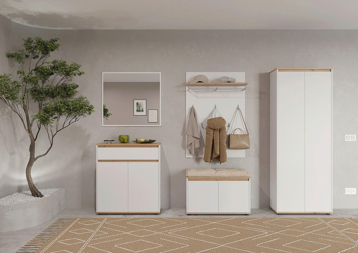 GARDEROBE  in 263,5/193/41,4 cm  - Weiß/Eiche Artisan, MODERN, Holzwerkstoff (263,5/193/41,4cm) - Carryhome