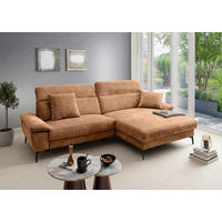 ECKSOFA Chenille Koralle  - Koralle/Schwarz, Konventionell, Textil/Metall (300/178cm) - Livetastic