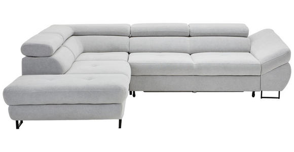 ECKSOFA Hellgrau Webstoff  - Hellgrau/Schwarz, Design, Textil/Metall (235/280cm) - Hom`in