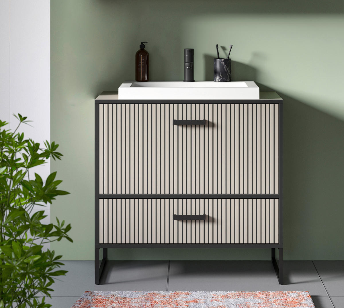 WASCHTISCHKOMBI  - Schwarz, MODERN, Holzwerkstoff/Metall (80/84/48cm) - MID.YOU