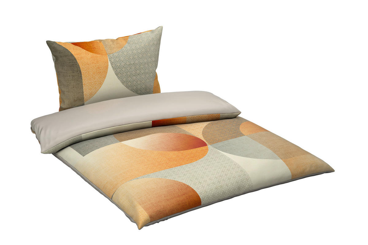 OBOJESTRANSKA POSTELJNINA 200/200 cm saten oranžna  - oranžna, tekstil (200/200cm) - Esposa