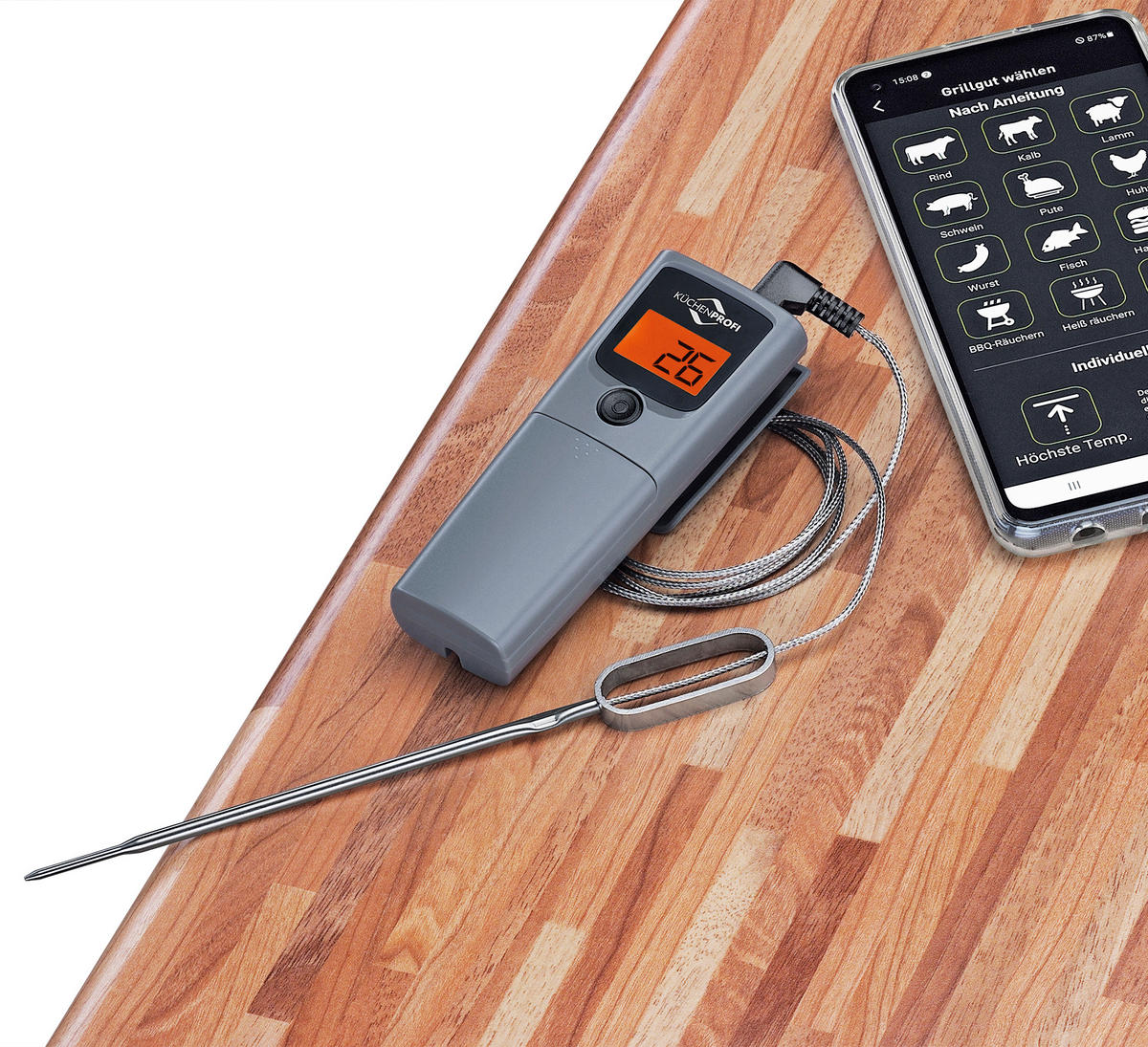 BRATENTHERMOMETER SMART  - Silberfarben, Basics, Kunststoff/Metall (11/4/2,5cm) - KÜCHENPROFI